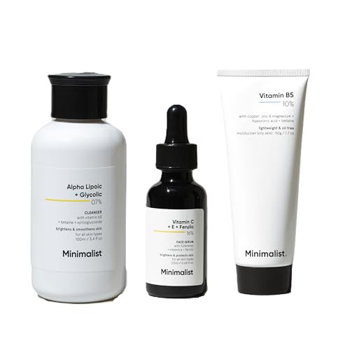 Minimalist Brightening Skincare Routine | Face Wash Serum Moisturizer | 16% Vitamin C Serum 7% Ala & Aha Face Wash 10% Vitamin B5 Moistuizer