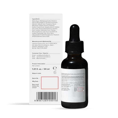 Minimalist Salicylic Acid 2% Face Serum For Acne Oil Control & Open Pores | Bha Exfoliant For Blemish Prone Skin & Uneven Skin Tone | For Women & Men | 1Fl Oz/30Ml