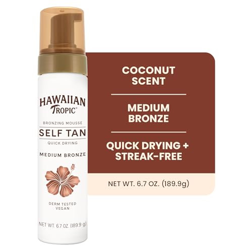 Hawaiian Tropic Aloha Glow Self Tanning Mousse Express Tan 6.7 Oz Self Tanner Mousse Fake Tan Self Tan Mousse 1 Hour Express Self Tanner Foam Quick Tan Express Tanning Mousse 6.7 Oz