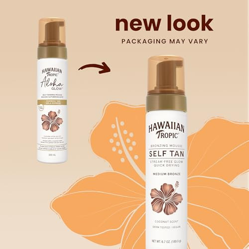 Hawaiian Tropic Aloha Glow Self Tanning Mousse Express Tan 6.7 Oz Self Tanner Mousse Fake Tan Self Tan Mousse 1 Hour Express Self Tanner Foam Quick Tan Express Tanning Mousse 6.7 Oz