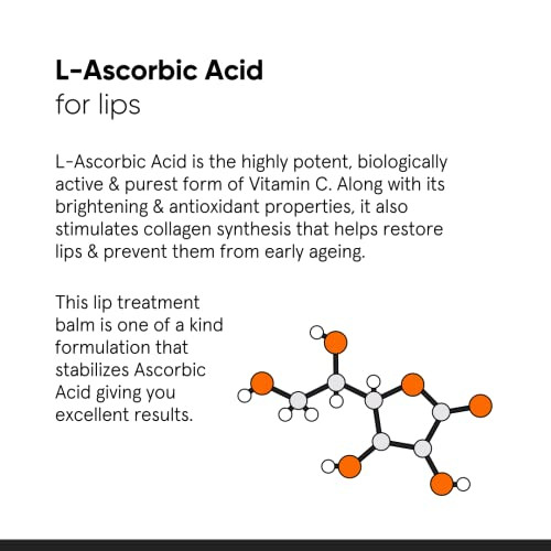 Minimalist Lip Lightening & Brightening Lip Balm | L-Ascorbic Acid 8% With Vitamin E Radianskin & Glycerine | For Women & Men | 0.42 Oz / 12 Gm