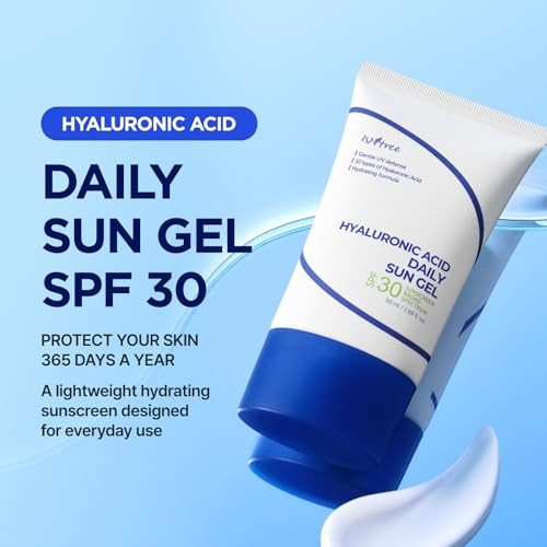 Isntree Hyaluronic Acid Daily Sun Gel Spf 30 | Korean Face Sunscreen With Hyaluronic Acid | Lightweight Moisturizing Daily Sunscreen No White Cast 1.69 Fl Oz