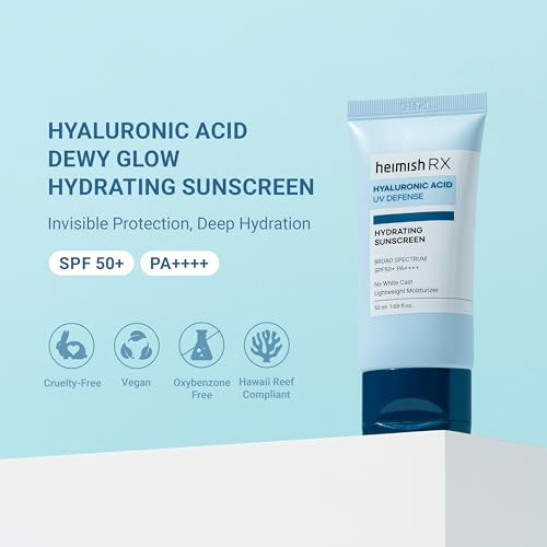 Heimish Rx Hyaluronic Acid Hydrating Sunscreen No White Cast Lightweight Fast-Absorbing Daily Relief Facial Sunscreen Moisturizing Broad Spectrum Spf 50 Korean Skincare 50Ml1.69 Fl. Oz