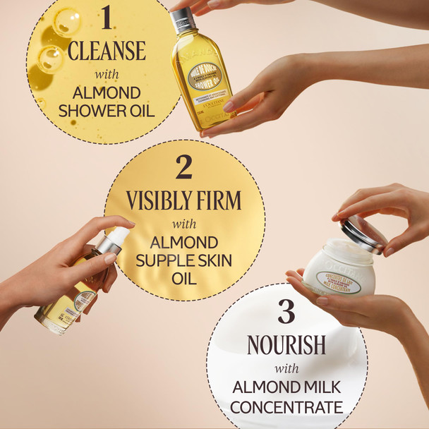 L'occitane Almond Greatest Hits: Cleansing Shower & Supple Skin Oils Moisturizer & Hand Cream Purifies Hydrates Smooths Skin Bath & Body Set