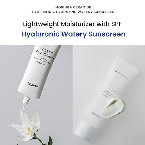 Heimish Moringa Ceramide Hyaluronic Hydrating Watery Sunscreen - Spf Face Moisturiser Daily Sunscreen For Face Broad Spectrum Spf 50 Non-Greasy Lightweight With Hyaluronic Acid 1.7Fl.Oz/50Ml