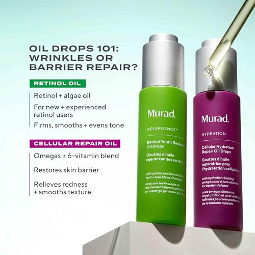 Murad Retinol Youth Renewal Oil Drops Anti-Aging Retinol Facial Oil With Omega-Rich Oils Hydrates Smooths Fine Lines & Wrinkles Lightweight Fast-Absorbing Skincare Treat 1.0 Oz