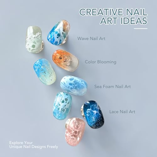 Gaoy White Blooming Wave Nail Gel Effortless Spreading Effect For Realistic Ocean Wave Design Use With Gel Polish For Nail Art Diy 16Ml