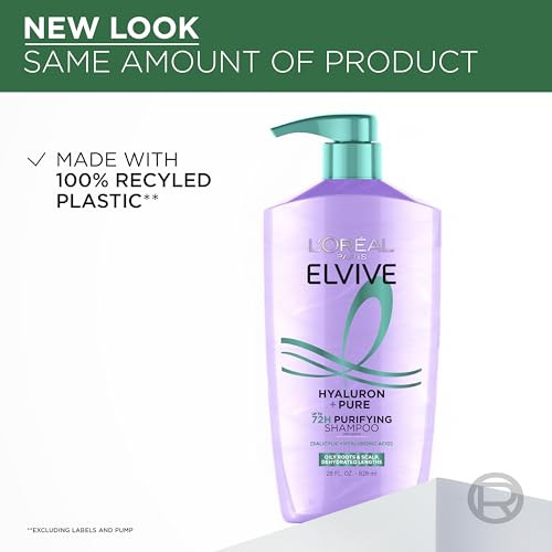 L'oreal Paris Elvive Hyaluron + Pure Shampoo And Conditioner Set Clarifying Shampoo And Rehydrating Conditioner With Salicylic Acid And Hyaluronic Acid Set 56 Fl Oz
