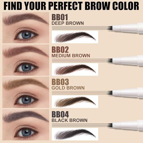 Focallure Fluffmax Tinted Liquid Eyebrow Pen Eyebrow Microblading Pen With A Micro-Fork Tip Applicator Long-Lasting Smudge-Proof Creates Natural Looking Brows Black Brown