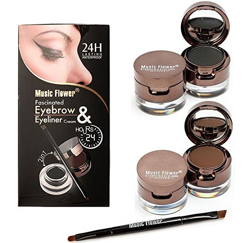 Ucanbe 4 In 1 Gel Eyeliner And Eyebrow Powder Kit Brown Black Water-Proof With Eye Liner Brush