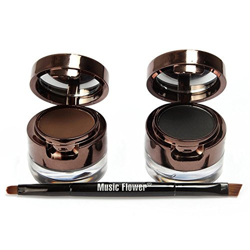 Ucanbe 4 In 1 Gel Eyeliner And Eyebrow Powder Kit Brown Black Water-Proof With Eye Liner Brush