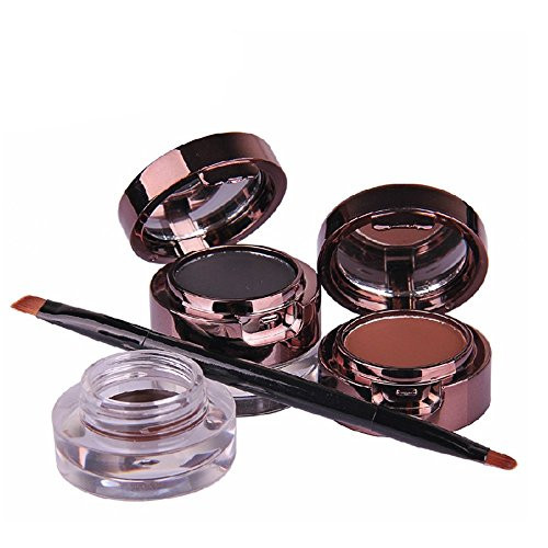 Ucanbe 4 In 1 Gel Eyeliner And Eyebrow Powder Kit Brown Black Water-Proof With Eye Liner Brush