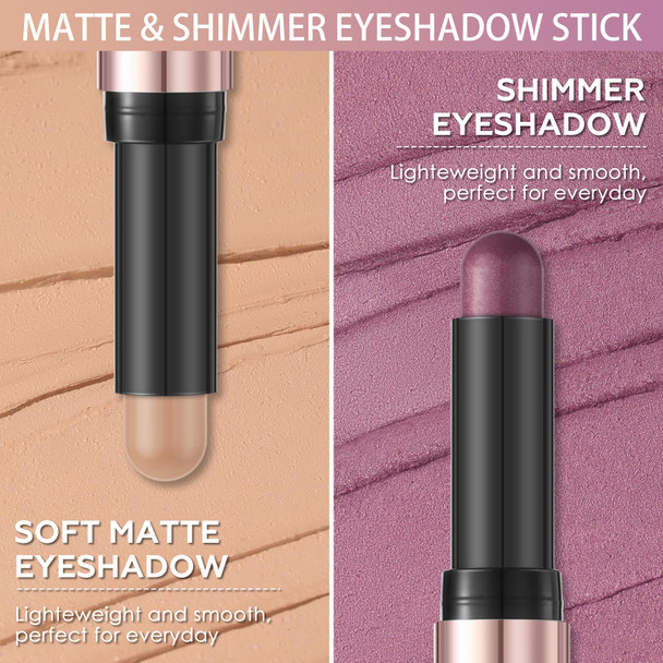 Focallure No Crease Eyeshadow StickShimmer And Matte Cream Eyeshadow Pencil CrayonLong Lasting Waterproof Eye Brightener Stick With Blending BrushSunset Orbit 2Pcs