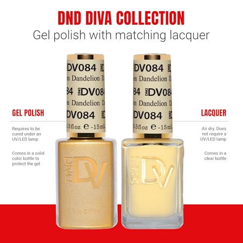 Daisy Dnd Dnd Gel Polish Set Coquette Collection Uv/Led Gel Polish And Air Dry Nail Lacquer Matching Chip- Polish Duo 084 Dandelion 0.5 Fl Oz
