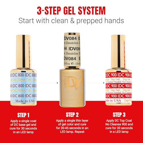 Daisy Dnd Dnd Gel Polish Set Coquette Collection Uv/Led Gel Polish And Air Dry Nail Lacquer Matching Chip- Polish Duo 084 Dandelion 0.5 Fl Oz