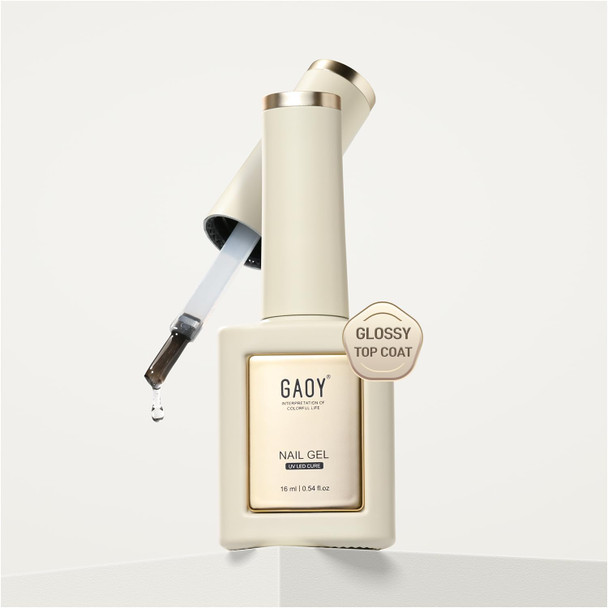 Gaoy Glossy Gel Top Coat For Gel Nail Polish Glassy No Wipe Clear Finish High Gloss Varnish For Long Lasting Uv Light Cure Nail Art Diy 16Ml