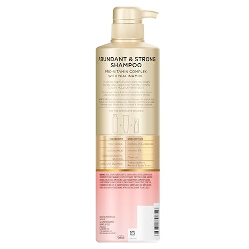 Pantene Abundant & Strong Shampoo Strengthens Scalp's Hold On Hair Roots 13.5 Oz
