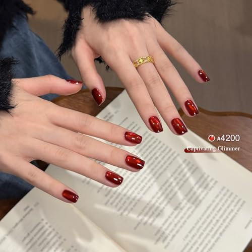 Gaoy Red Cat Eye Gel Nail Polish Holographic Glitter Jelly Nail Polish With Magnet Reflective Translucent Uv Gel For Manicure Art Diy 4200 Crimson Allure 16Ml