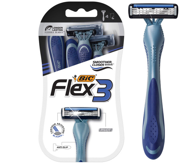 Bic Flex 3 Men S Disposable Razors With 3 Blades For A Smooth And Comfortable Shave Razor Kit For Men 4 Piece