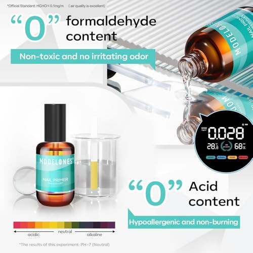 Modelones Nail Dehydrator And Primer Acid Natural Prep Dehydrate & Bond Primer Hema- Bonding For Nail Supplies 4 Pcs 15 Ml
