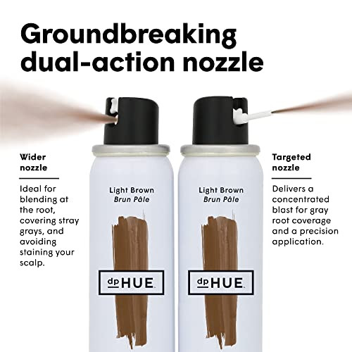 Dphue Color Touch-Up Spray - Light Brown - Root Cover Up Spray With Dual-Action Nozzle For Precise Root Touch Up & Fast Total Hair Cover - Gluten- Vegan 2.5 Oz