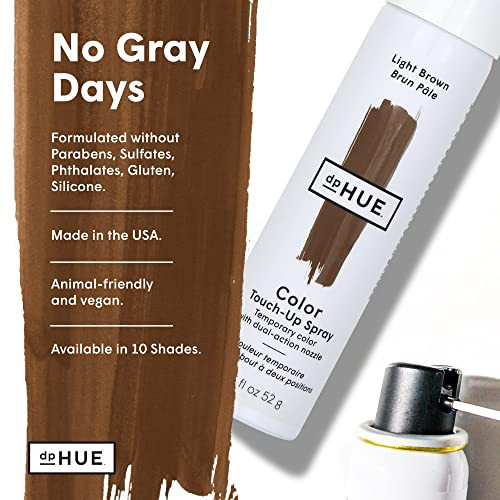 Dphue Color Touch-Up Spray - Light Brown - Root Cover Up Spray With Dual-Action Nozzle For Precise Root Touch Up & Fast Total Hair Cover - Gluten- Vegan 2.5 Oz
