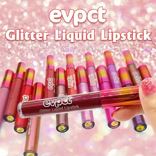Evpct Dark Red Glitter Metallic Shimmer Diamond Lipstick Lip Gloss Stain Set For Women Long Lasting Waterproof Hot Bright Red Sparkle Glitter Matte Long Wear Liquid Lipstick Lip Makeup Kit 1Pcs