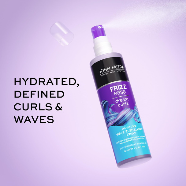John Frieda Dream Curls Wave Revitalizing Spray Light Moringa Oil Spray For Wavy Hair Curly Girl Method Approved Anti Frizz Curl Defining Spray 5 Oz