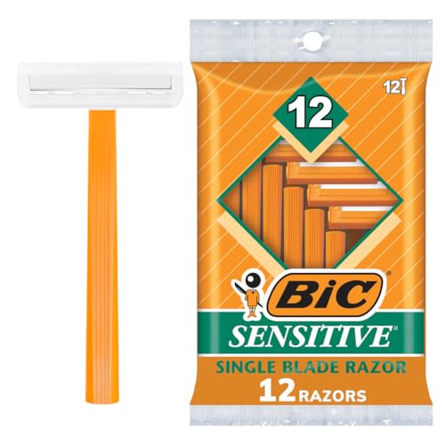 Bic Sensitive Disposable Razors For Men Long-Lasting 1 Blade Razors For Sensitive Skin 12 Count