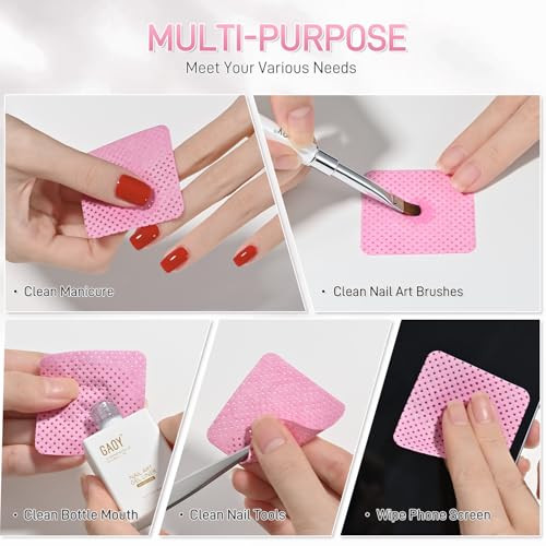 Gaoy Lint Nail Wipes Nail Polish Remover Pads Non-Woven Cotton Pads Gel Cleaning Wipes Manicure Supplies For Professional Salon And Diy Art 400 Pcs
