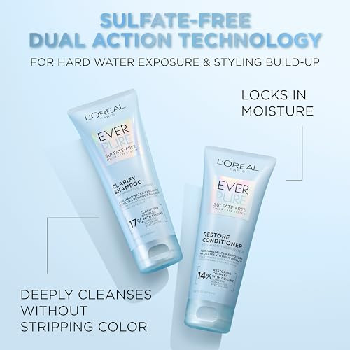 L'oreal Paris Clarify Sulfate Shampoo With Antioxidants Clarifying Shampoo For Hard Water Exposure And Styling Build-Up Everpure 6.8 Fl Oz