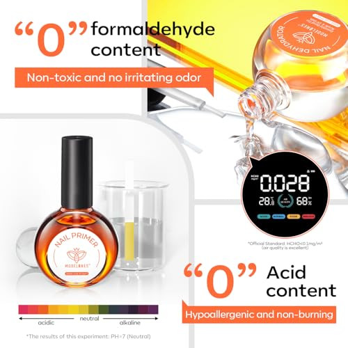 Modelones Nail Dehydrator And Primer Acid Natural Prep Dehydrate & Bond Primer Kit Hema- Acrylic Nail Supplies Top Coat 30 Ml