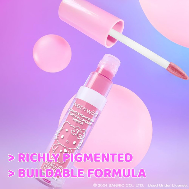 Wet N Wild Hello Kitty Liquid Eyeshadow Smooth Blendable Shimmery Matte Bubblegum Pink Shade Cruelty- & Vegan - Bubbly