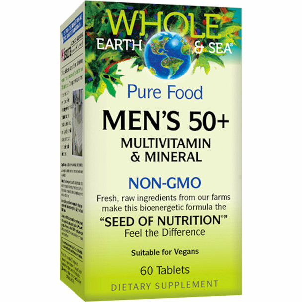 Mens 50 Multivitamin & Mineral Non-GMO 60 tabs by Whole Earth & Sea