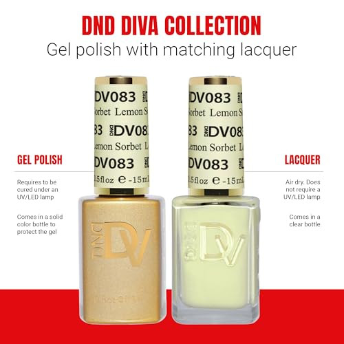 Daisy Dnd Dnd Gel Polish Set Coquette Collection Uv/Led Gel Polish And Air Dry Nail Lacquer Matching Chip- Polish Duo 083 Lemon Sorbet 0.5 Fl Oz