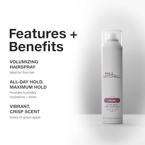 Paul Mitchell Extra-Body Firm Hairspray Extreme Hold Maximum Volume + Humidity Resistance For Fine Hair 9.5 Oz