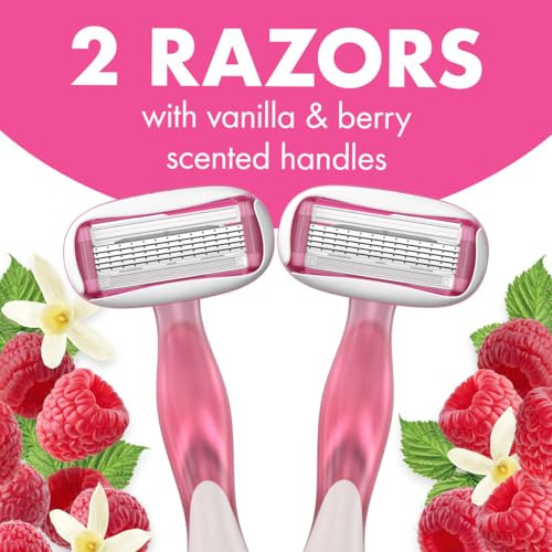 Bic Soleil 5 Escape Women's Disposable 5 Blade Razors Vanilla And Berry Scented Handles Comfort Shield 2-Pack