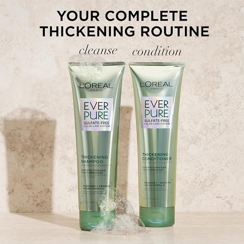 L'oreal Paris Thickening Sulfate Shampoo And Conditioner Thickens + Strengthens Thin Fragile Hair Everpure 1 Hair Care Kit