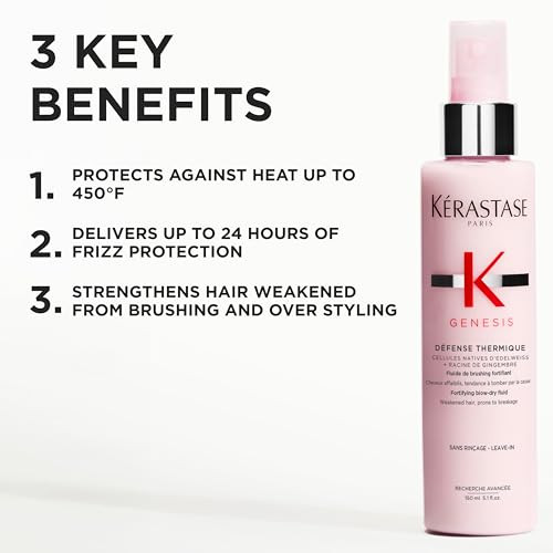 K Rastase Kerastase Genesis Thermique Blow Dry Primer Heat Protectant For Weak Or Damaged Hair Anti-Breakage Detangles And Hydrates Without Frizz Sulfate And Defense Thermique 5.1 Fl Oz