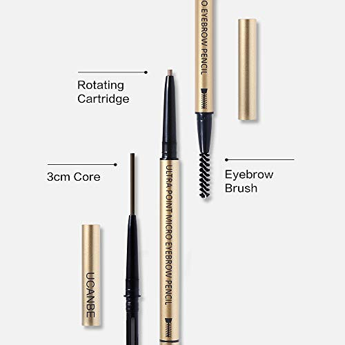 Ucanbe 4 In 1 Makeup Micro Eyebrow Pencil Set Dual-Ended Sweat &Waterproof Ultra Fine Skinny Tip Percise Definer Black Brown Fill & Shape Brow Mechanical Auto Pen Kit
