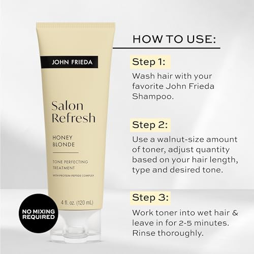 John Frieda Salon Blonde Honey Tone Perfecting Treatment With Protein-Peptide Complex Hair Toner Toner For Blonde Hair 4 Fl Oz
