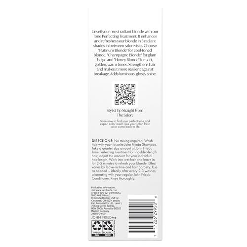 John Frieda Salon Blonde Honey Tone Perfecting Treatment With Protein-Peptide Complex Hair Toner Toner For Blonde Hair 4 Fl Oz