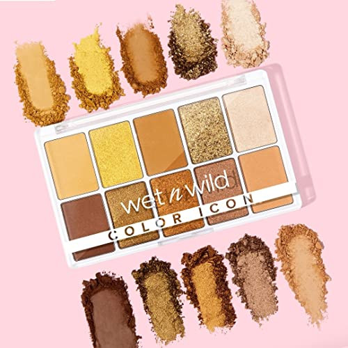 Wet N Wild Color Icon 10-Pan Eyeshadow Makeup Palette Yellow Call Me Sunshine Long Lasting Shimmer Metallic Glittery Matte Rich Smooth Pigment Cruelty