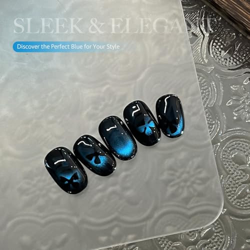 Gaoy Blue Glassy Cat Eye Gel Nail Polish Holographic Glitter Jelly Nail Polish With Magnet Reflective Translucent Uv Gel For Manicure Art Diy 3331 Azure Aurora 16Ml
