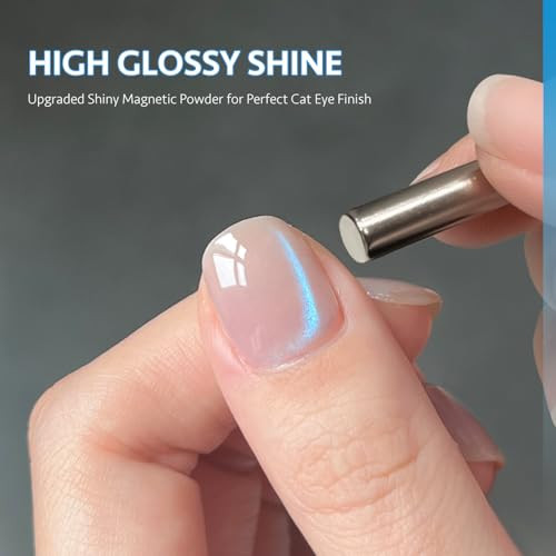 Gaoy Blue Glassy Cat Eye Gel Nail Polish Holographic Glitter Jelly Nail Polish With Magnet Reflective Translucent Uv Gel For Manicure Art Diy 3331 Azure Aurora 16Ml