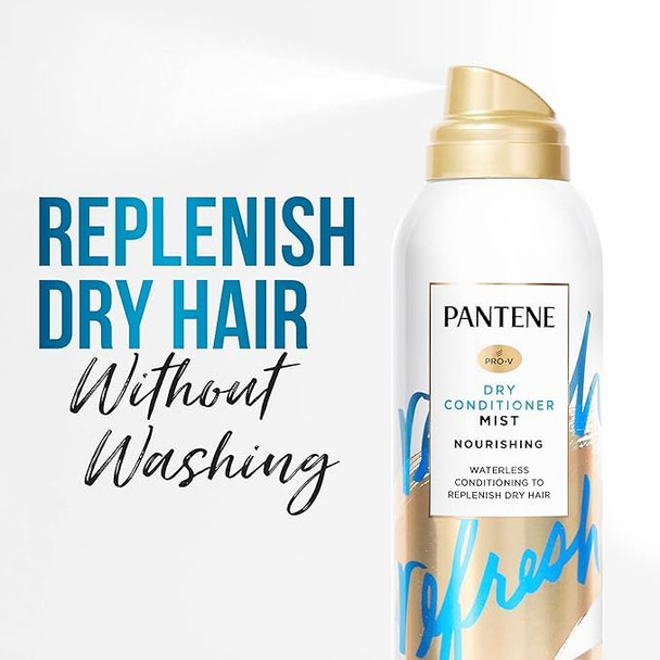 Pantene Dry Conditioner Mist Spray For Hair Blue - Instant Hydration And Frizz Control With Vitamin B5 Safe For Color Treated Hair Pro-V Refresh 3.9Oz