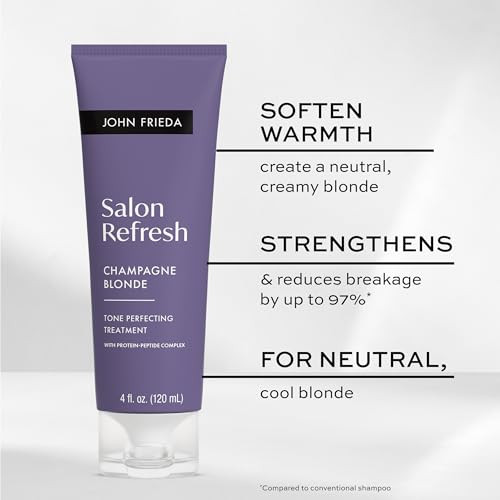 John Frieda Salon Blonde Champagne Tone Perfecting Treatment With Protein-Peptide Complex Hair Toner Toner For Blonde Hair 4 Fl Oz