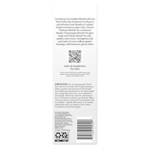 John Frieda Salon Blonde Champagne Tone Perfecting Treatment With Protein-Peptide Complex Hair Toner Toner For Blonde Hair 4 Fl Oz