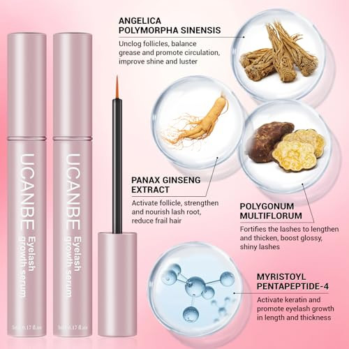 Ucanbe Lash Serum For Eyelash & Eyebrow Growth( / ) Eyelash Enhancing Serum Lash & Brow Enhancer With Advanced Formula For Growing Longer Fuller Thicker & Healthier Voluminous Eye Lashes & Brows 10Ml 2Pack
