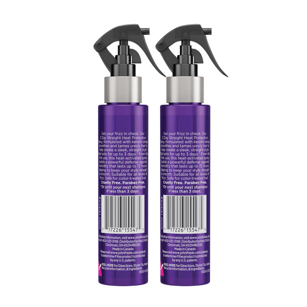 John Frieda Frizz Ease 3 Day Straight Heat Protection Spray Keeps Hair Straight And Frizz- For 3 Days Keratin-Infused Flat Iron & Styling Spray For A Smooth Sleek Finish 3.5 Oz Pack Of 2
